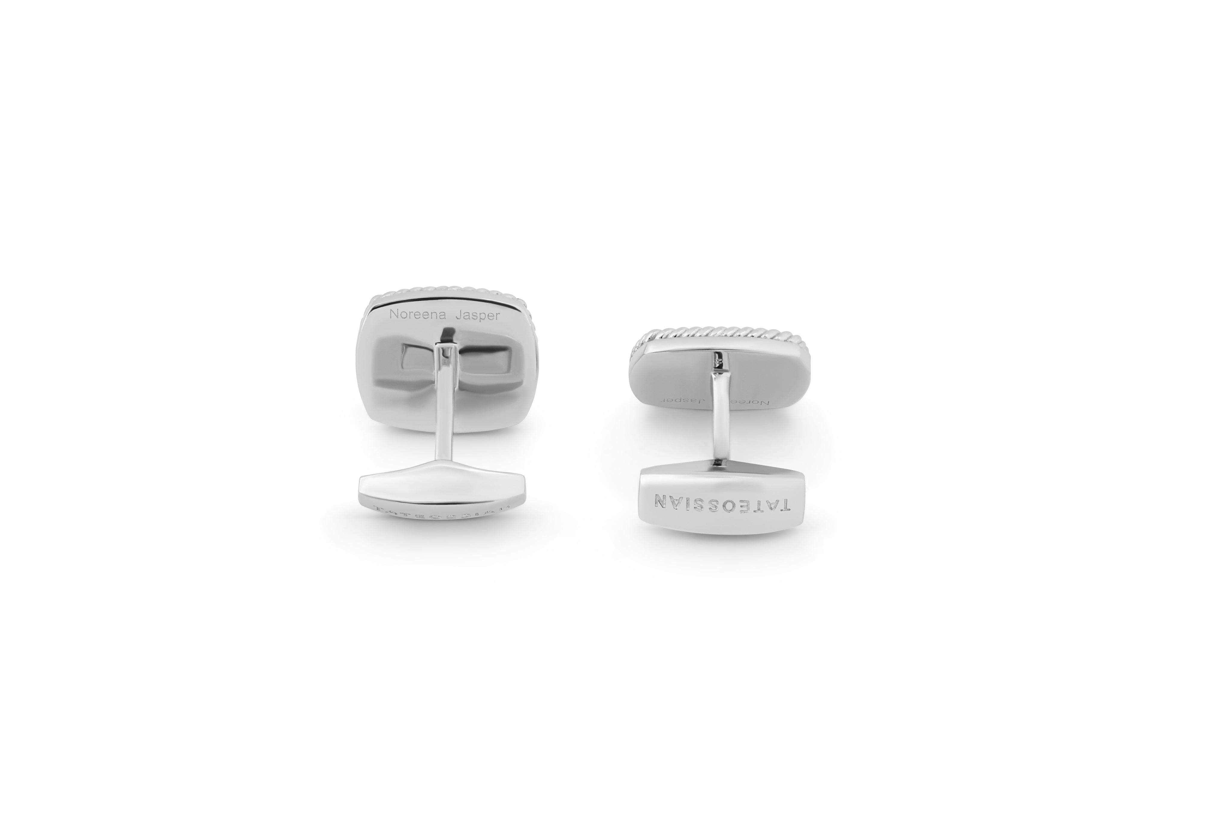 Tateossian Cable Jasper Cufflinks With Noreena In Rhodium Silver (Limited Edition)  