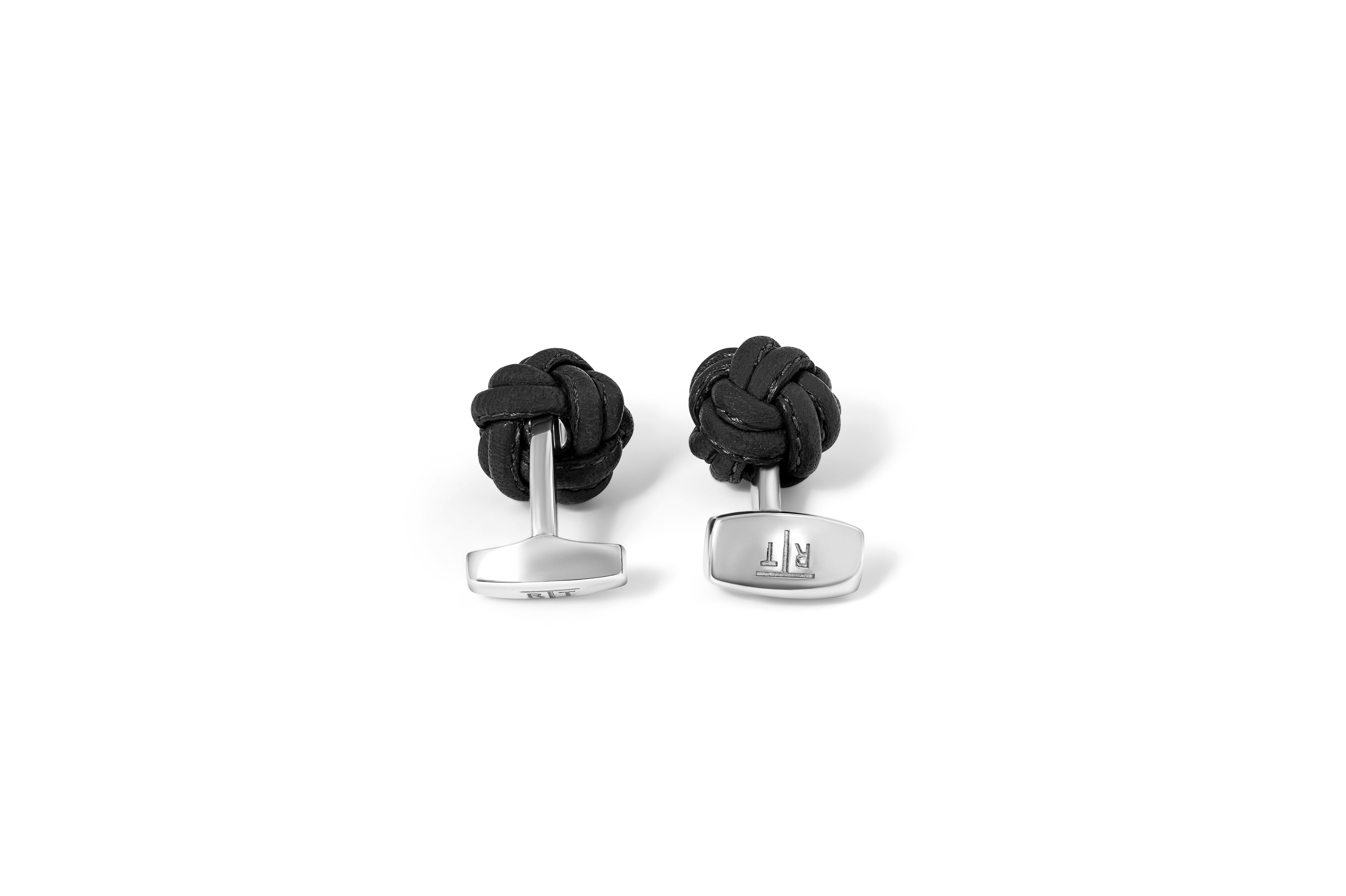 Tateossian Leather Knot Nodo Pelle Cufflinks in Black