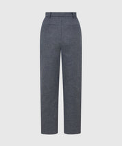 High Waisted Wool Blend Cropped Cigarette Trouser