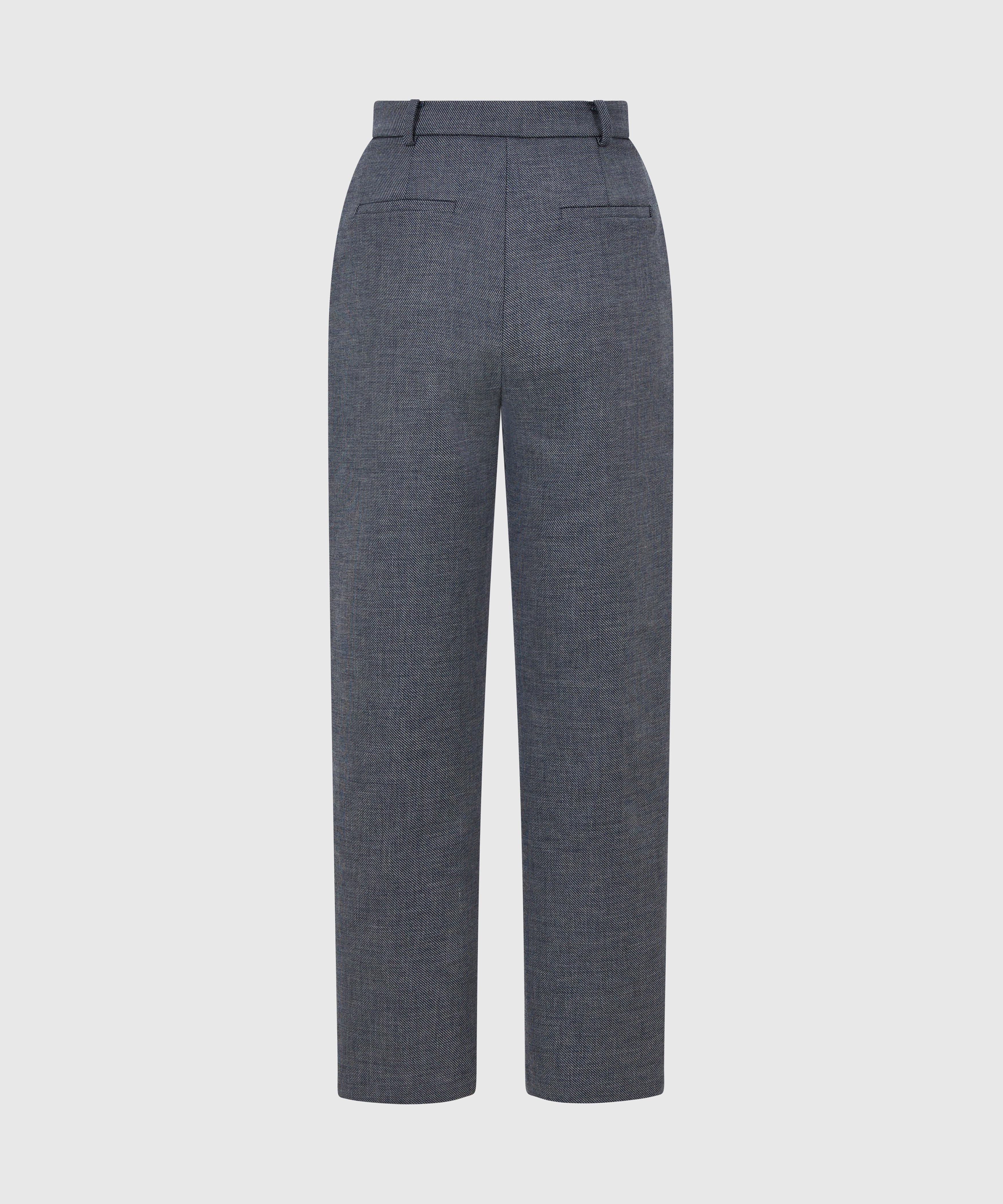 High Waisted Wool Blend Cropped Cigarette Trouser