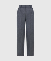 High Waisted Wool Blend Cropped Cigarette Trouser