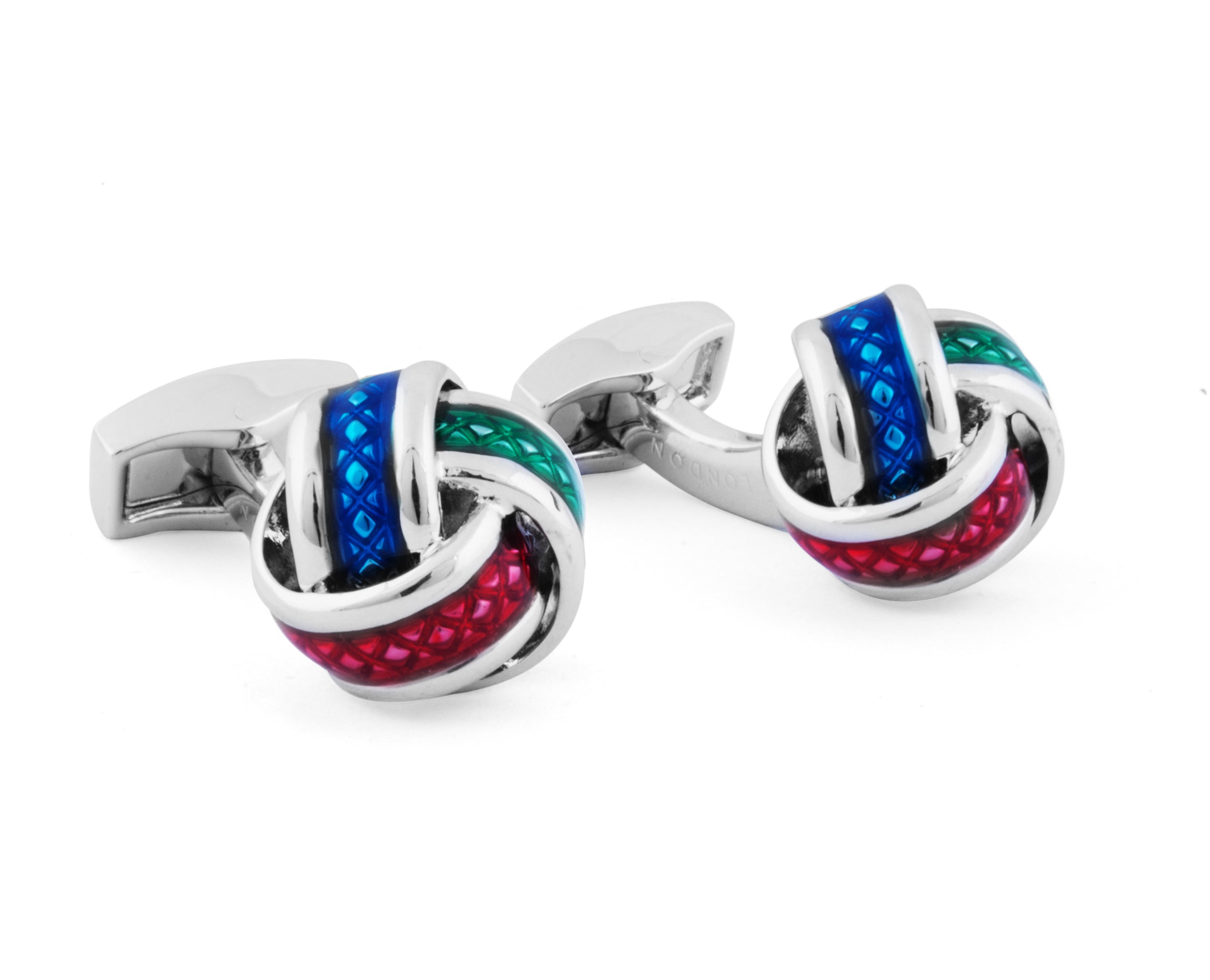 Silver Enamel Knot Multicolour Cufflinks