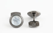 Tateossian Bullseye Cufflinks with White Mother of Pearl and Quartz