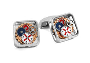 Tateossian Britannia Gear Square Cufflinks in Rhodium