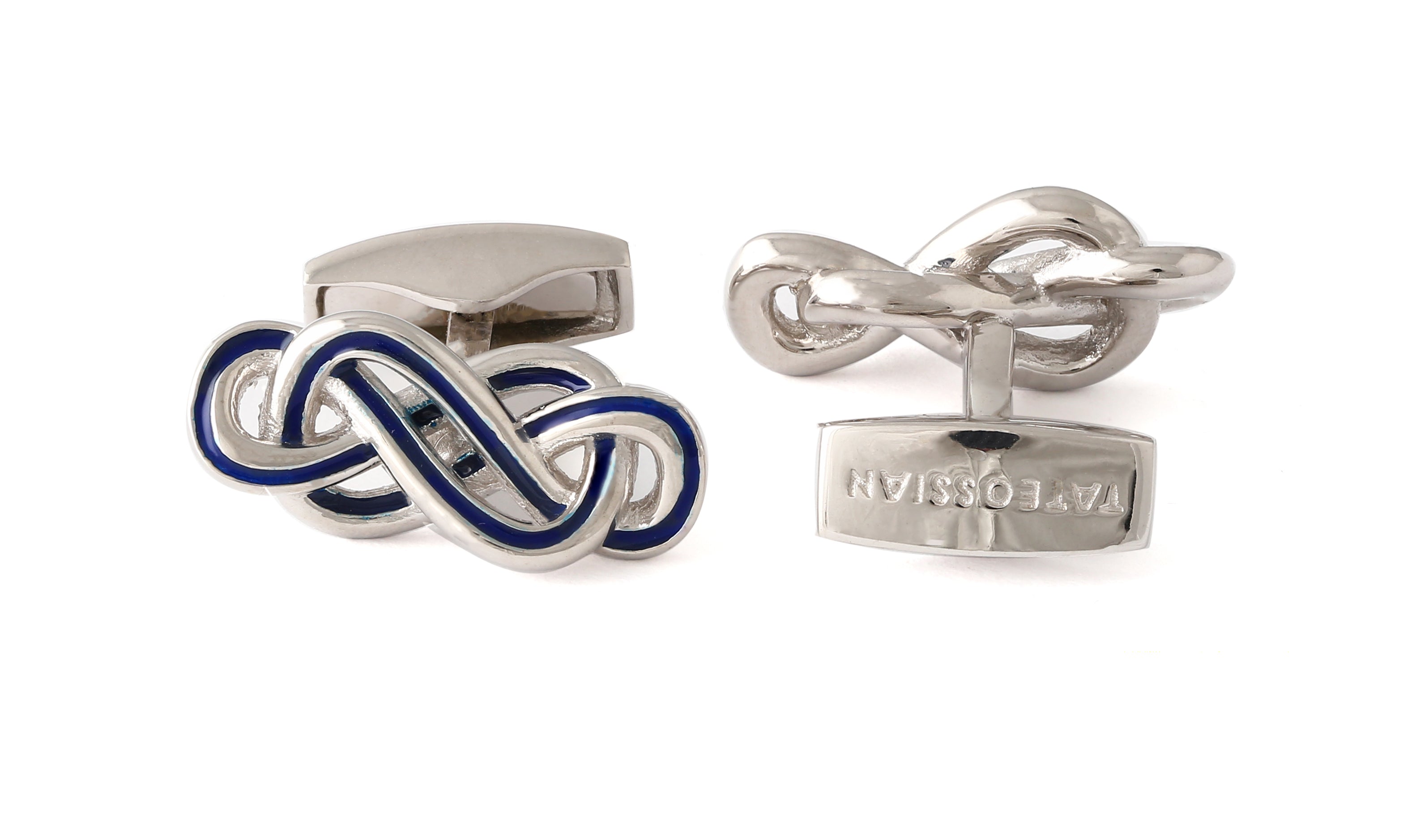 Tateossian Eternity Knot with Navy Enamel Cufflinks