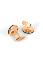 Tateossian Round Signature Silver Cufflinks in Rose Gold