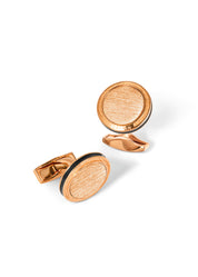 Tateossian Round Signature Silver Cufflinks in Rose Gold