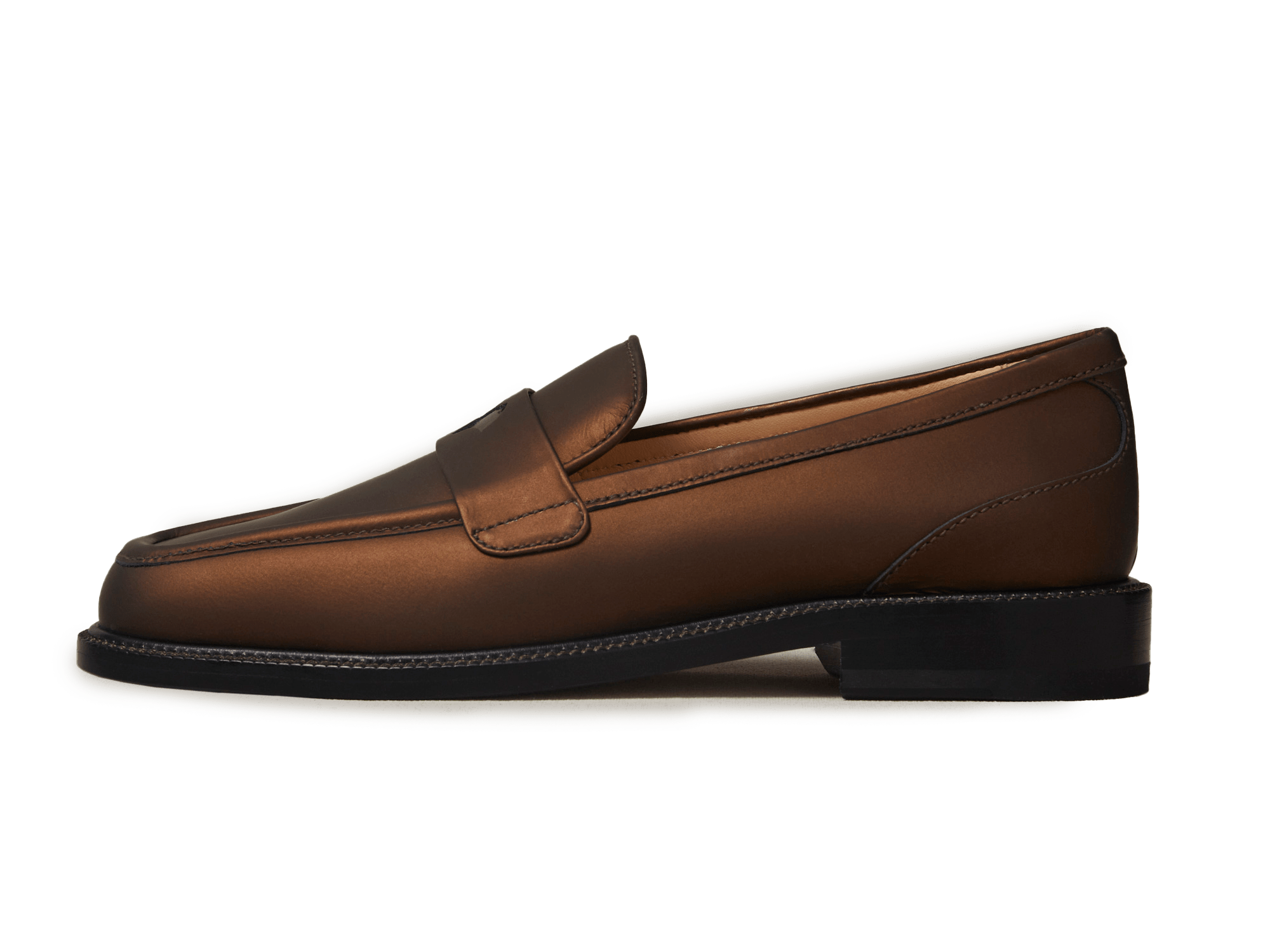 Charlotte Penny Loafers in Copper Translucent Kidskin