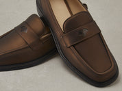 Charlotte Penny Loafers in Copper Translucent Kidskin