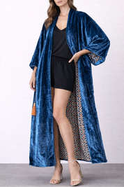 Selfsure Silk Velevet Kaftan - Blue