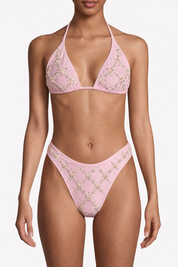 Oceanus Embellished Bikini Bottom pink