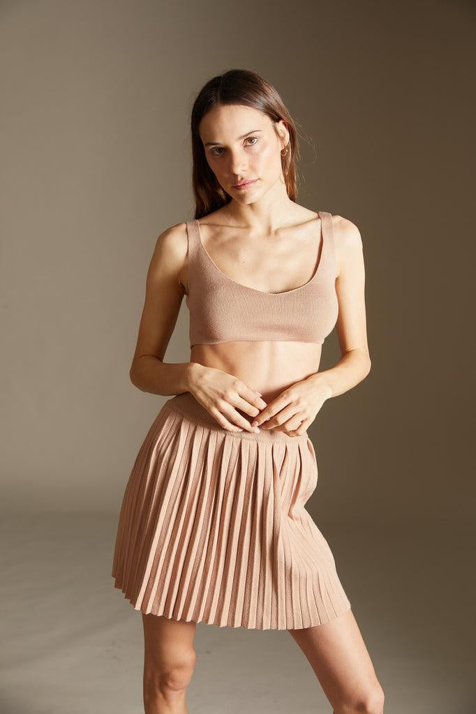 Bra and Skirt knitted set in nude - SAMPLE SALE LONDON 