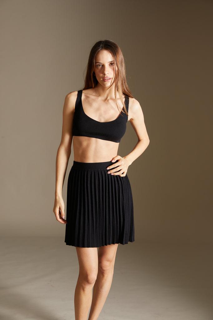 Bra and Skirt knitted set in black - SAMPLE SALE LONDON 