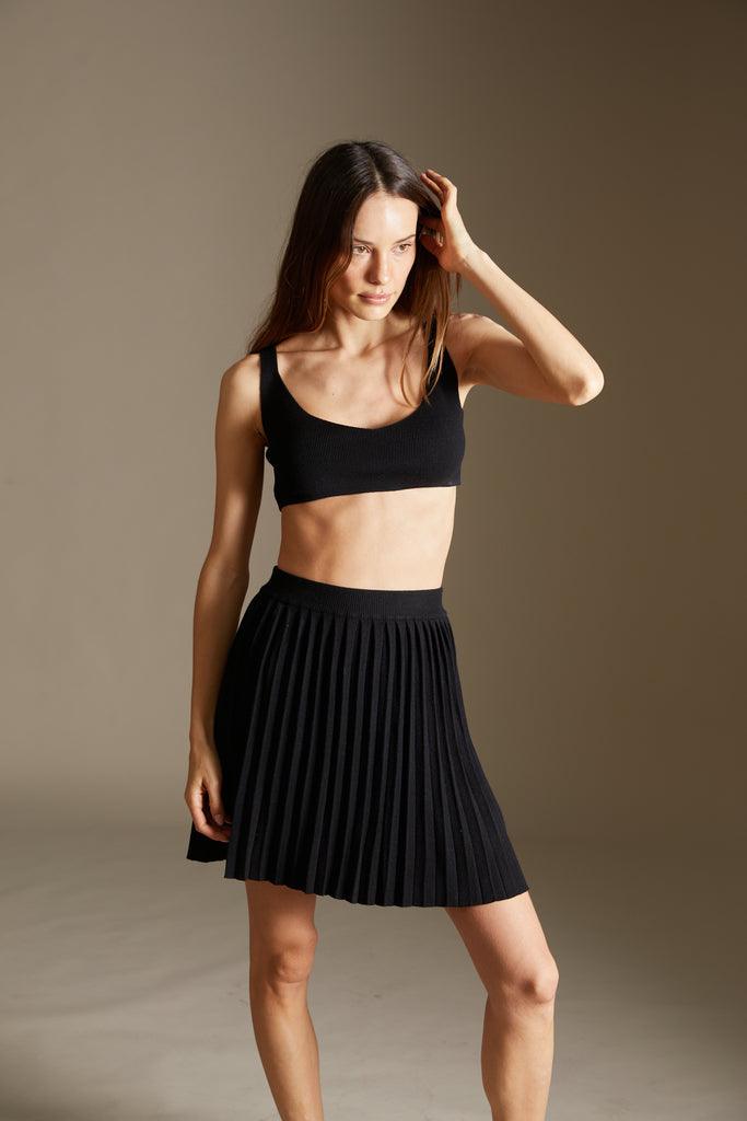 Bra and Skirt knitted set in black - SAMPLE SALE LONDON 