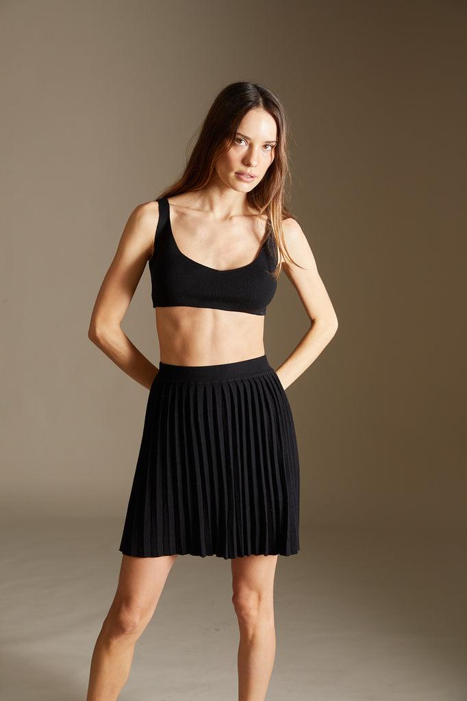 Bra and Skirt knitted set in black - SAMPLE SALE LONDON 