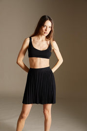 Bra and Skirt knitted set in black - SAMPLE SALE LONDON 