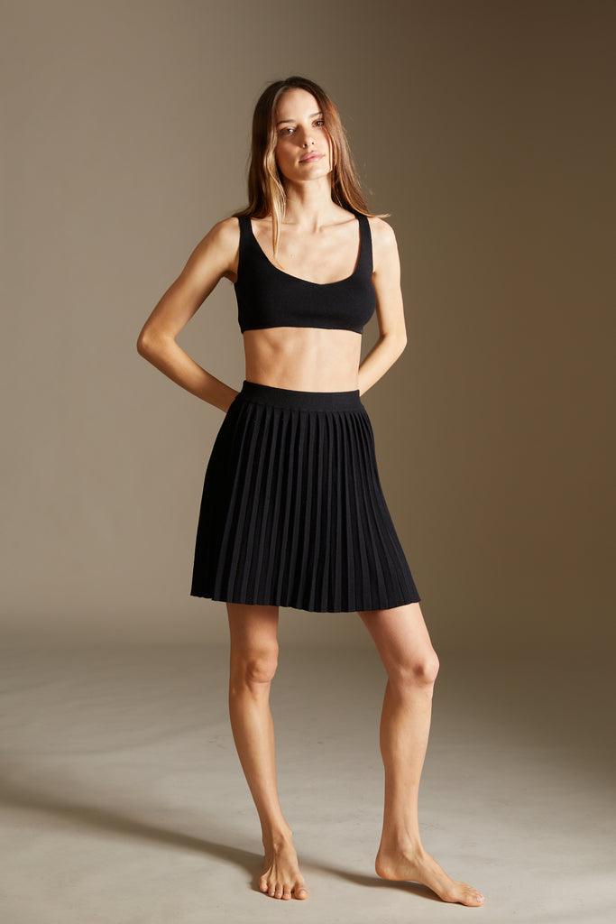 Bra and Skirt knitted set in black - SAMPLE SALE LONDON 