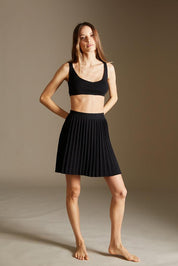 Bra and Skirt knitted set in black - SAMPLE SALE LONDON 