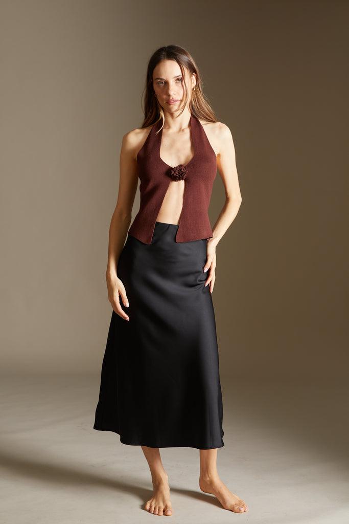 Rose top in dark brown - SAMPLE SALE LONDON 