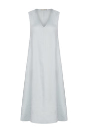 Nisha Ice Blue Organic Heavy Weave Linen Dress