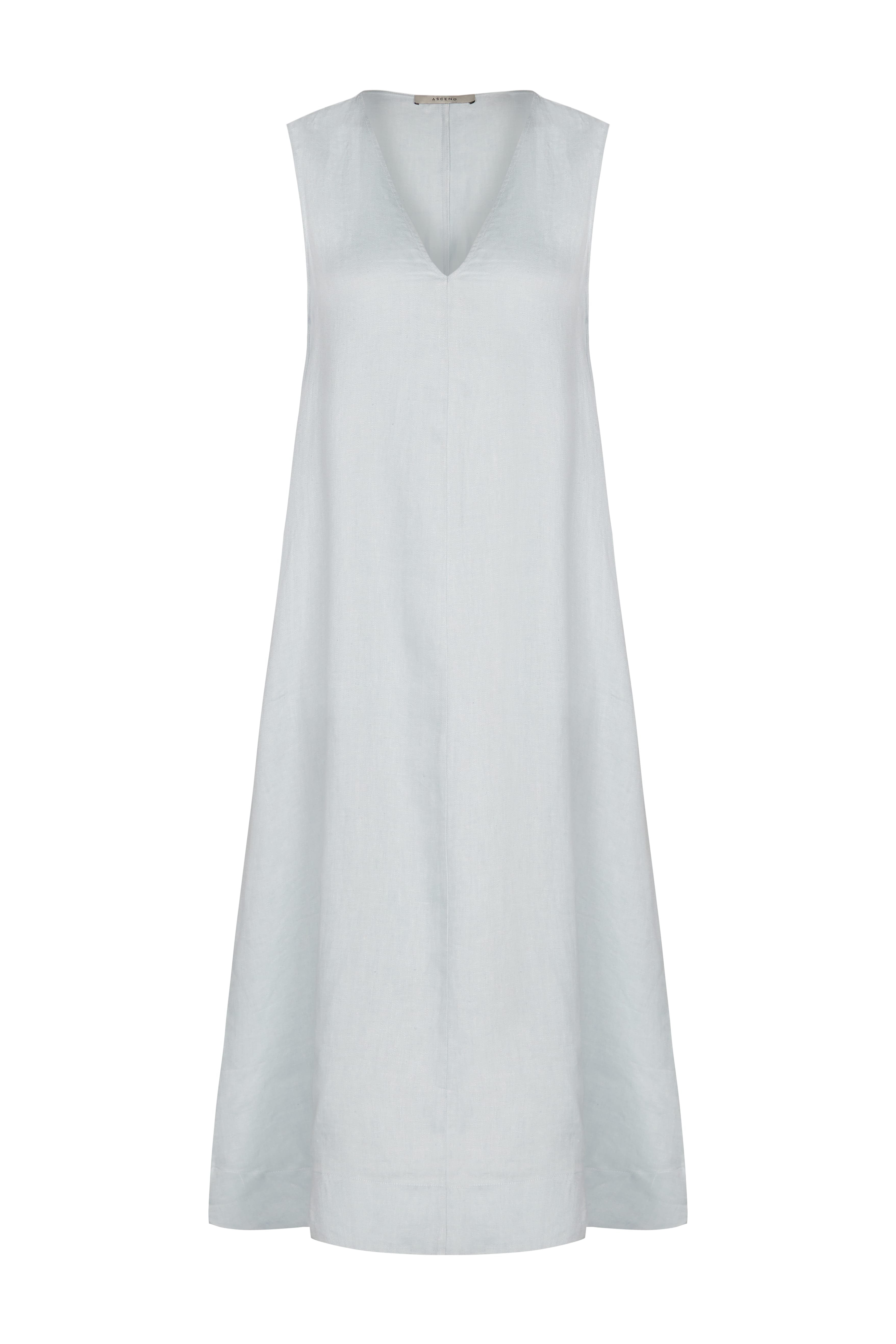 Nisha Ice Blue Organic Heavy Weave Linen Dress