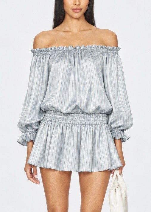 Elliatt CURAAE Isobel Long Sleeve Mini Dress - Hazy Blue Size S