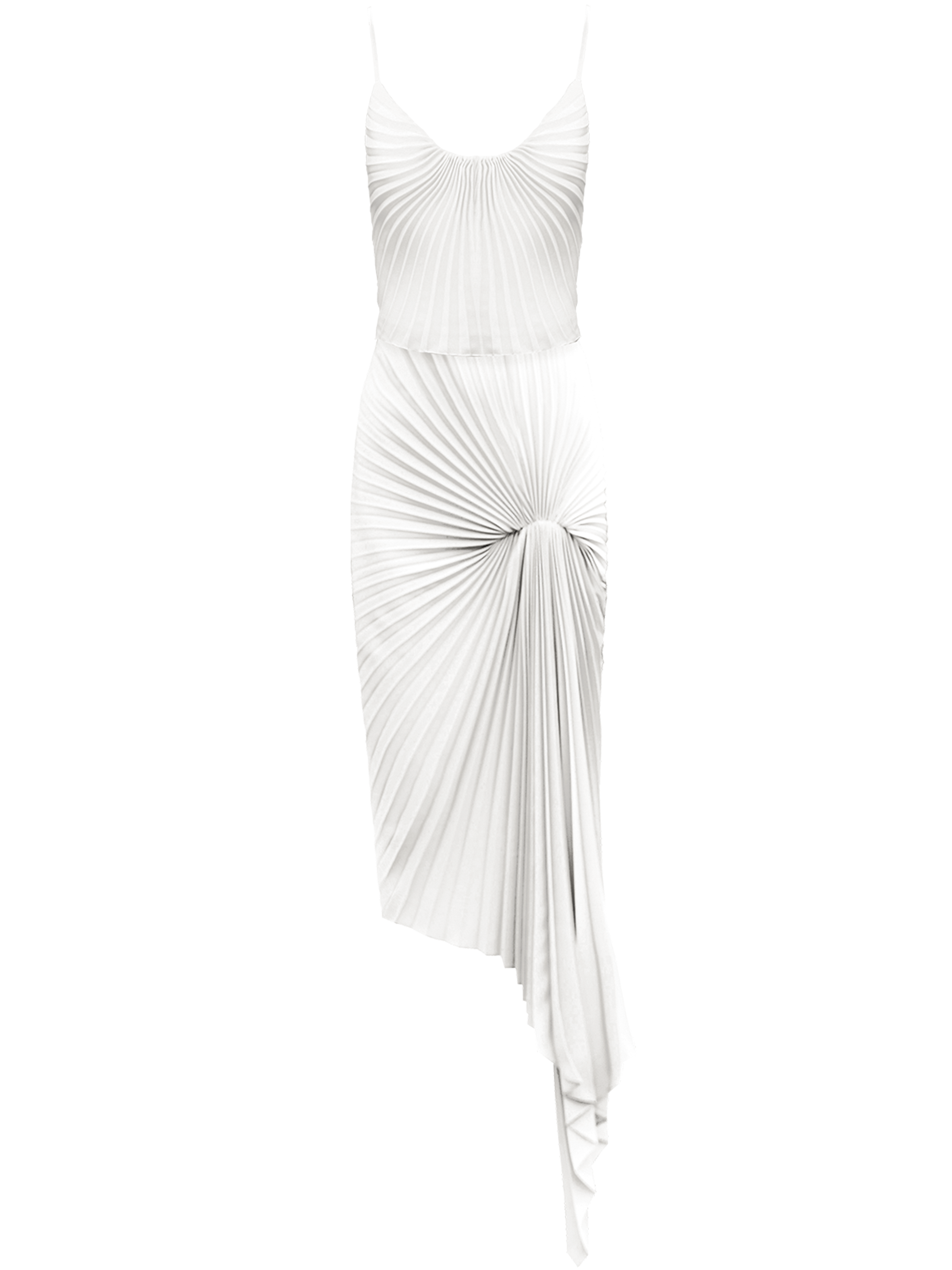 Georgia Hardinge Dazed Dress Ivory cocktailsustainable georgette pleated recycled asymmetric strappy midi white bridal wedding guest bride