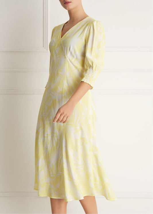 FENN WRIGHT MANSON PETITE CITRON WOMEN OLIVE DRESS LEMON colour UK18(petite)