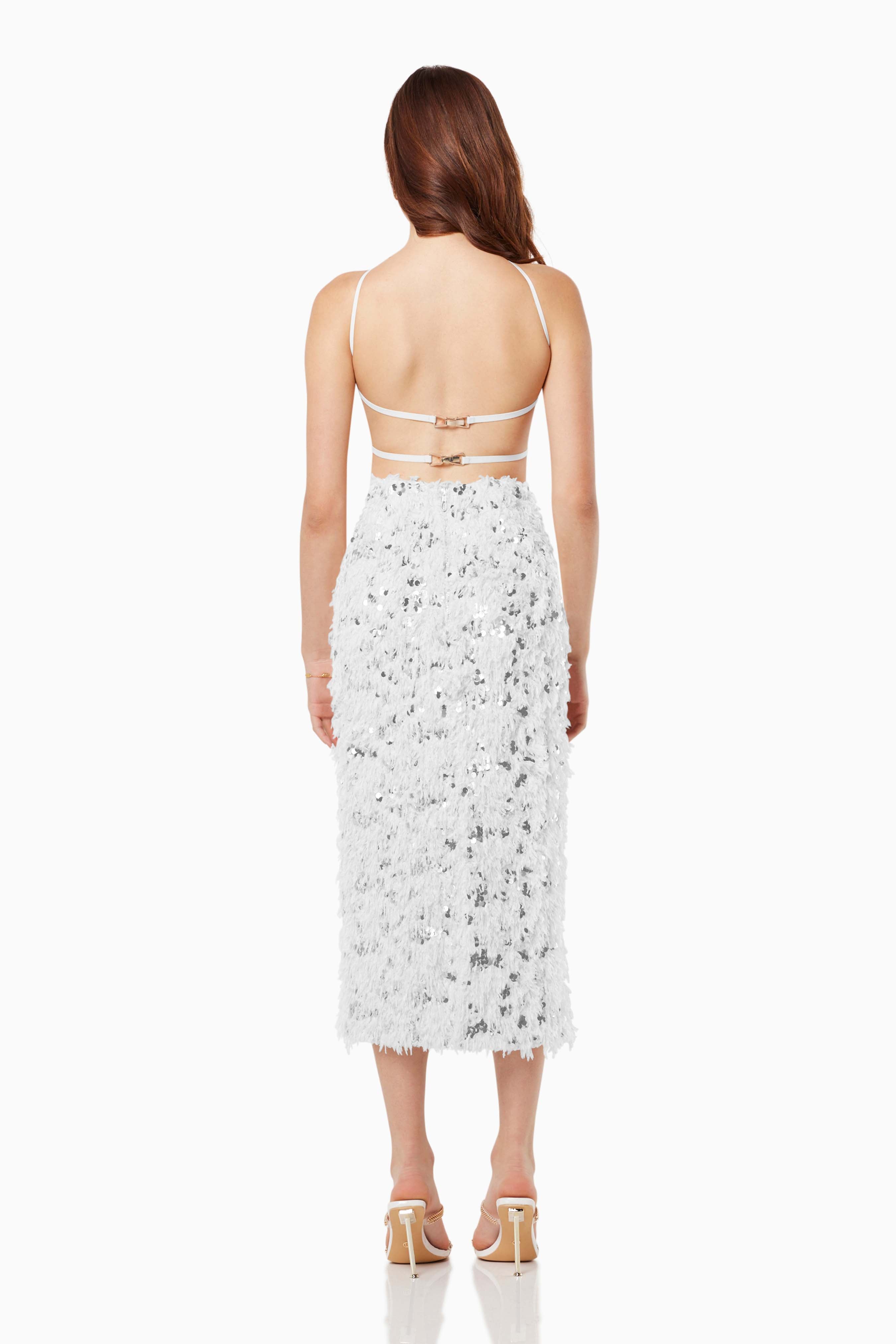 Elliatt Midi Dress - White Silver