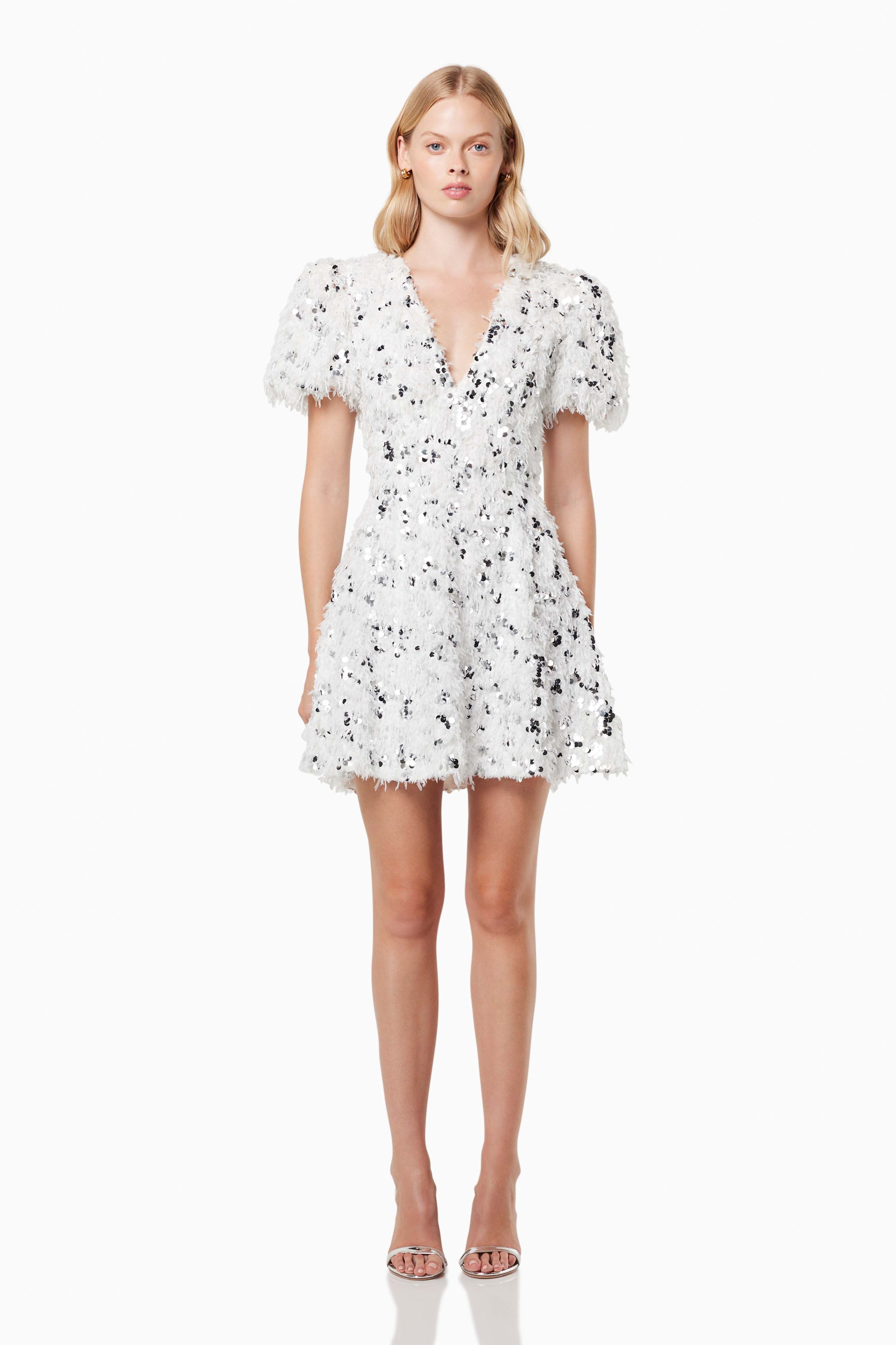 Elliatt Mini Dress - White Silver