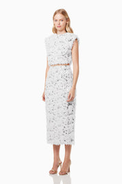 Elliatt Midi Skirt - White Silver Size M/UK10