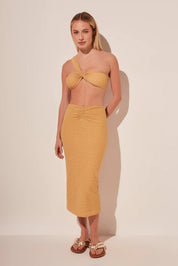 Agua de coco Beach Sand Ruched Midi Skirt E4160A1850