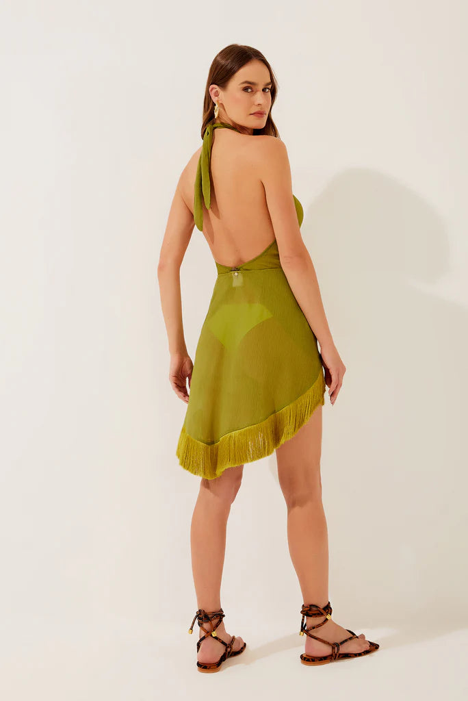 Lemon Fringe Ties Short Dress E4179A1288