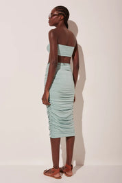 Agua de coco CELESTE RUCHED MIDI SKIRT WITH TIES