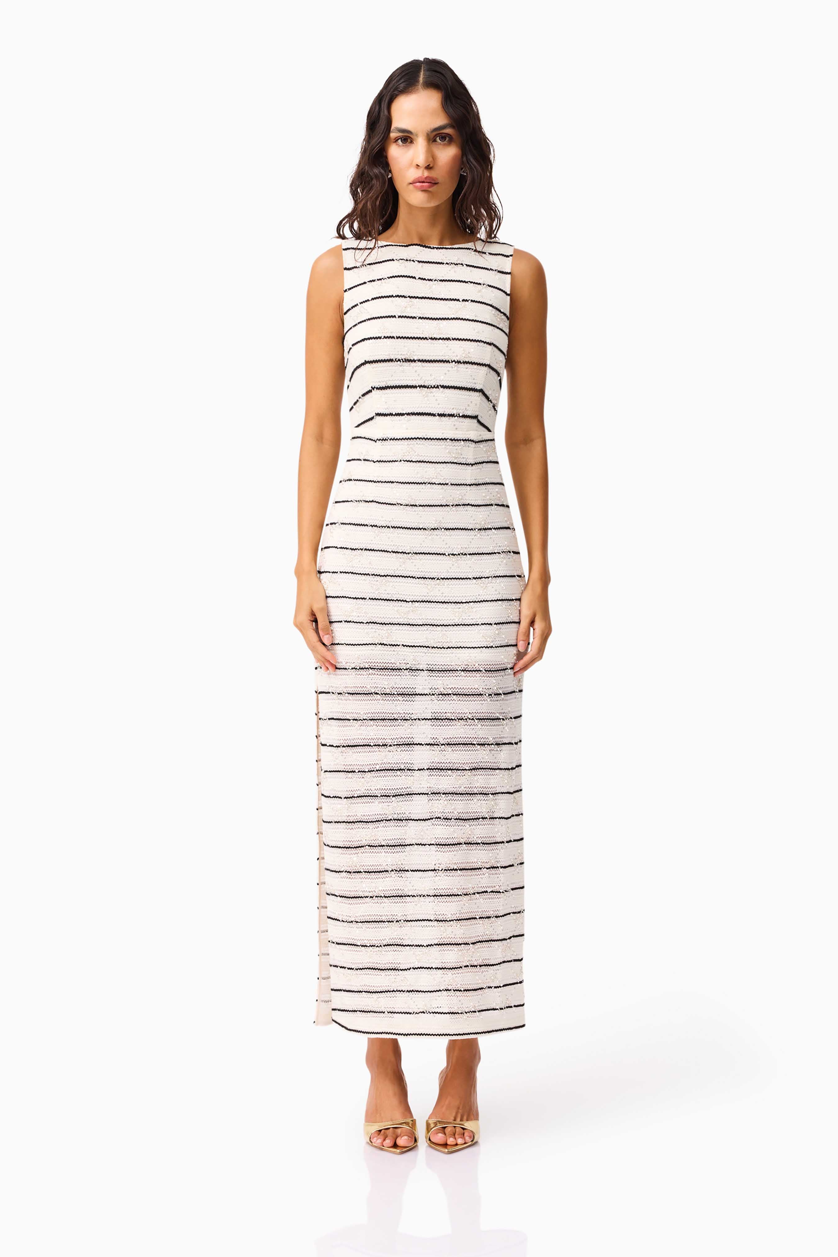 Elliatt Maxi Dress - Black & White Size M/UK10
