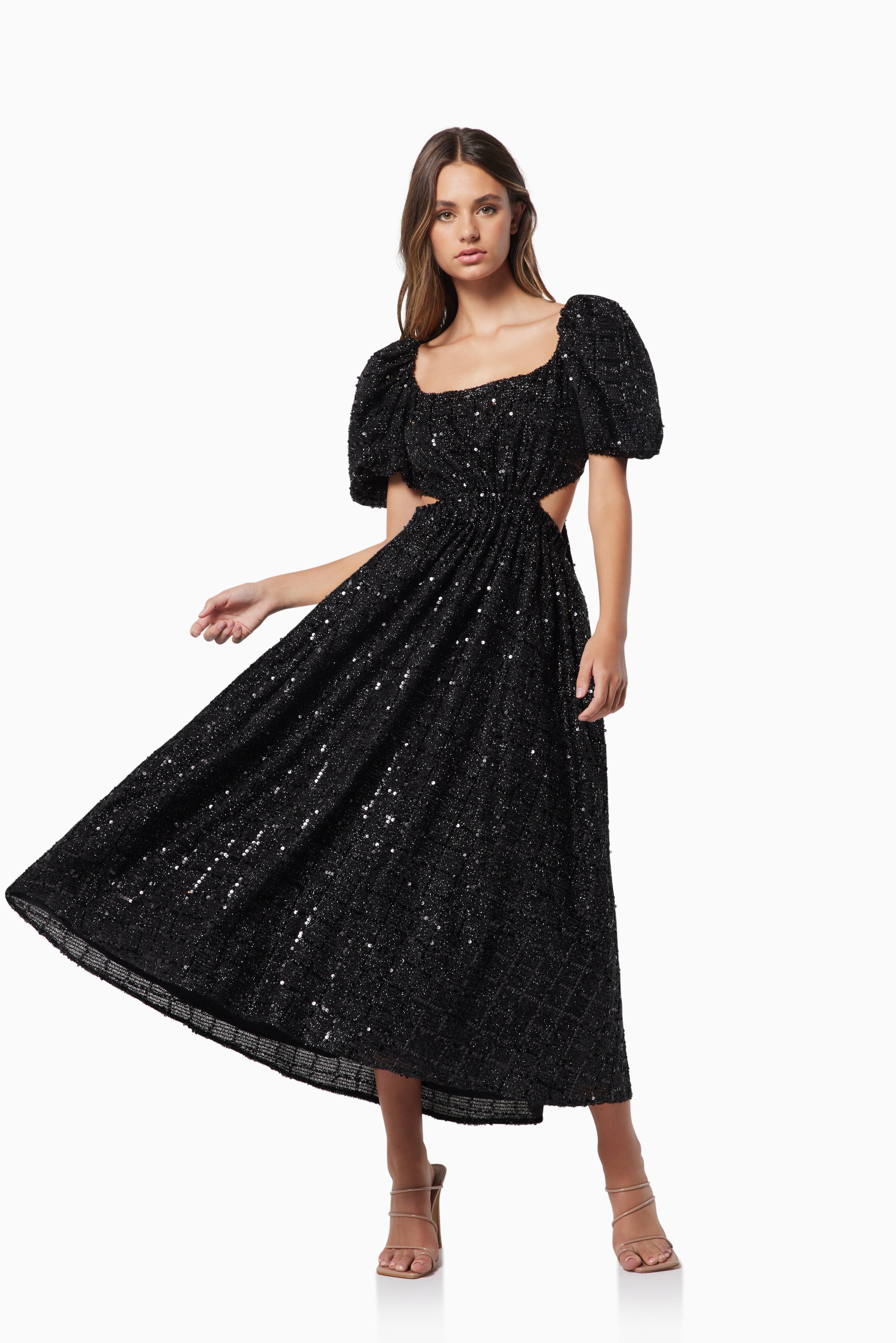 Elliatt Midi Dress - Black Size M/UK10
