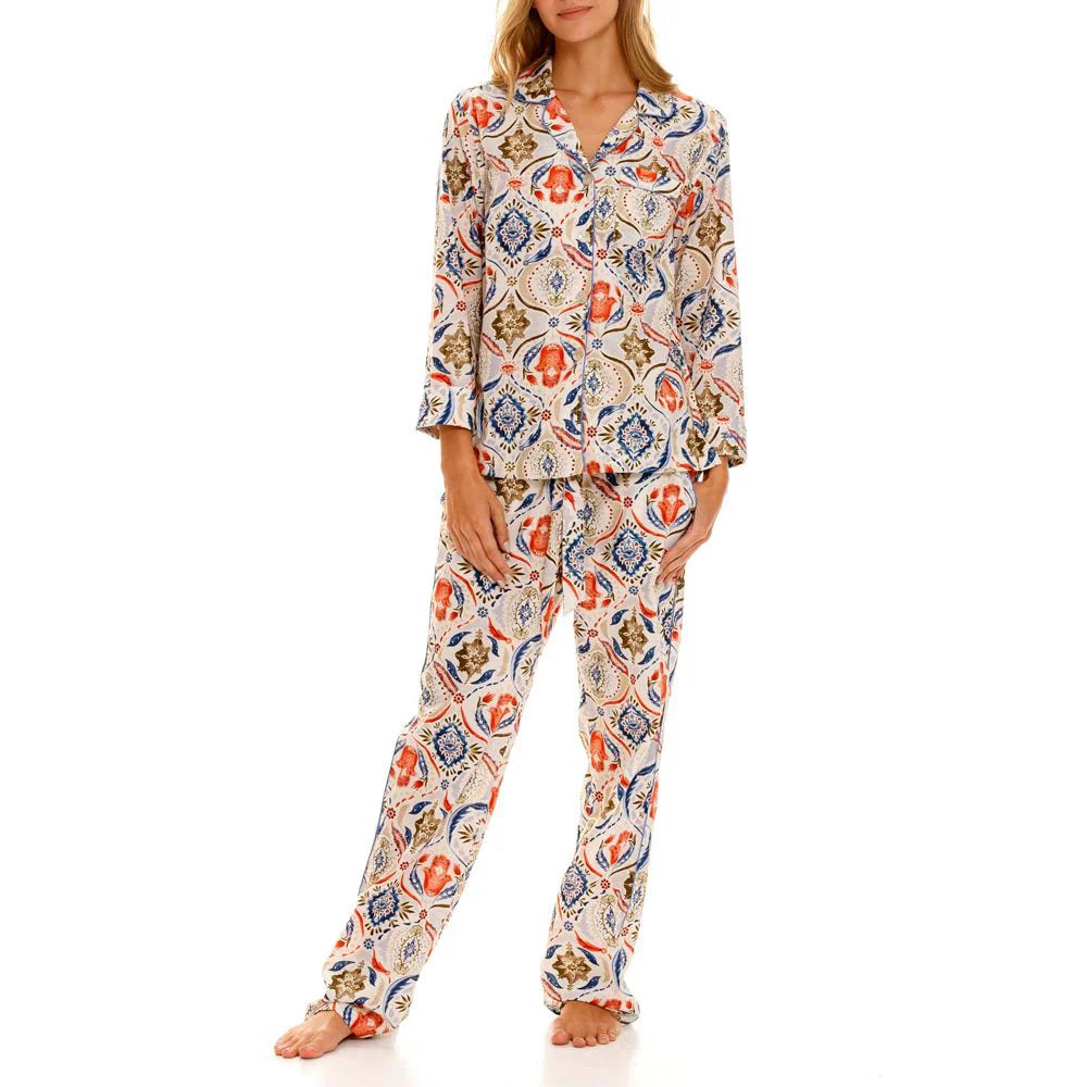 The lazy poet - Emma Hamsa Blessing Blue Long Pajama Set - S