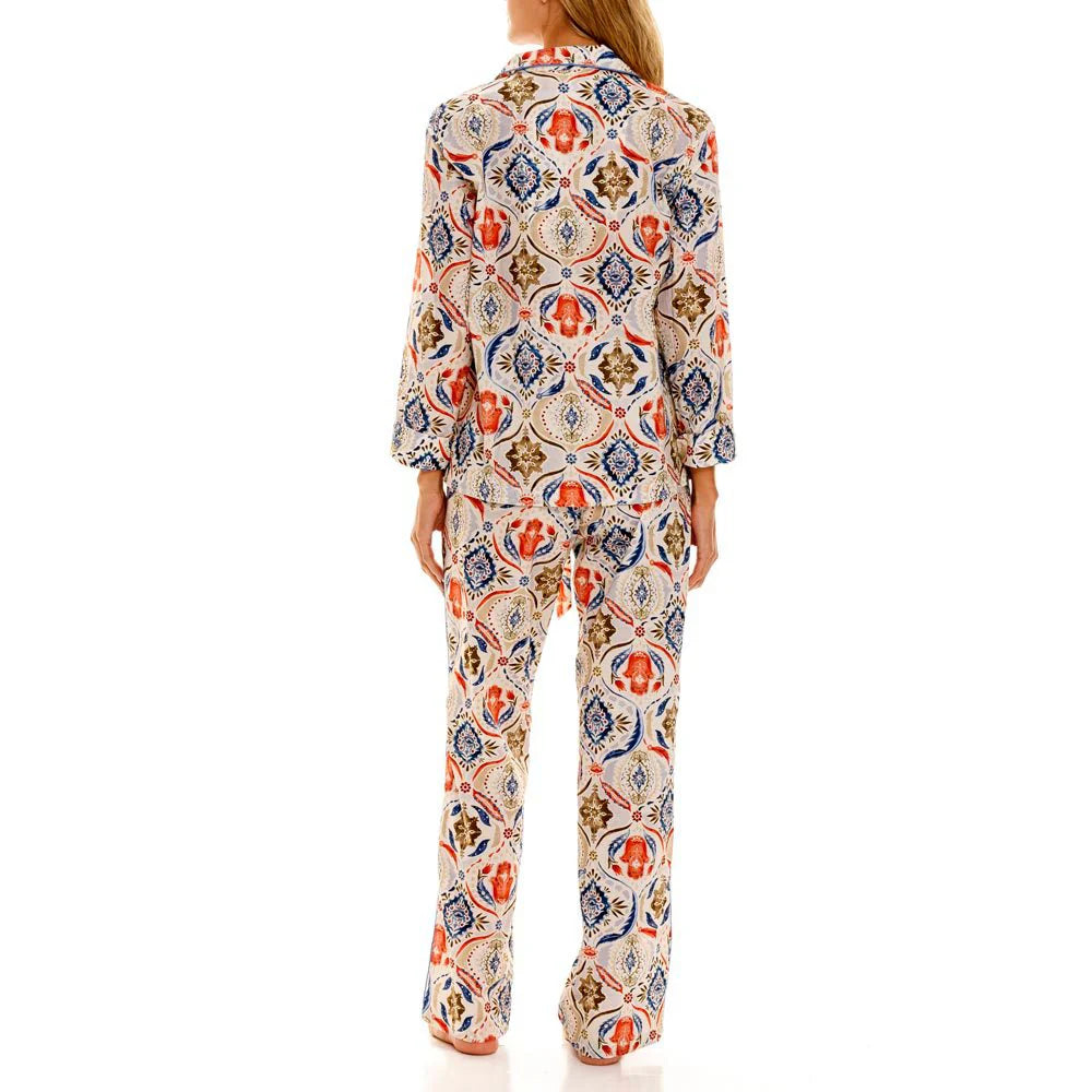 The lazy poet - Emma Hamsa Blessing Blue Long Pajama Set - S