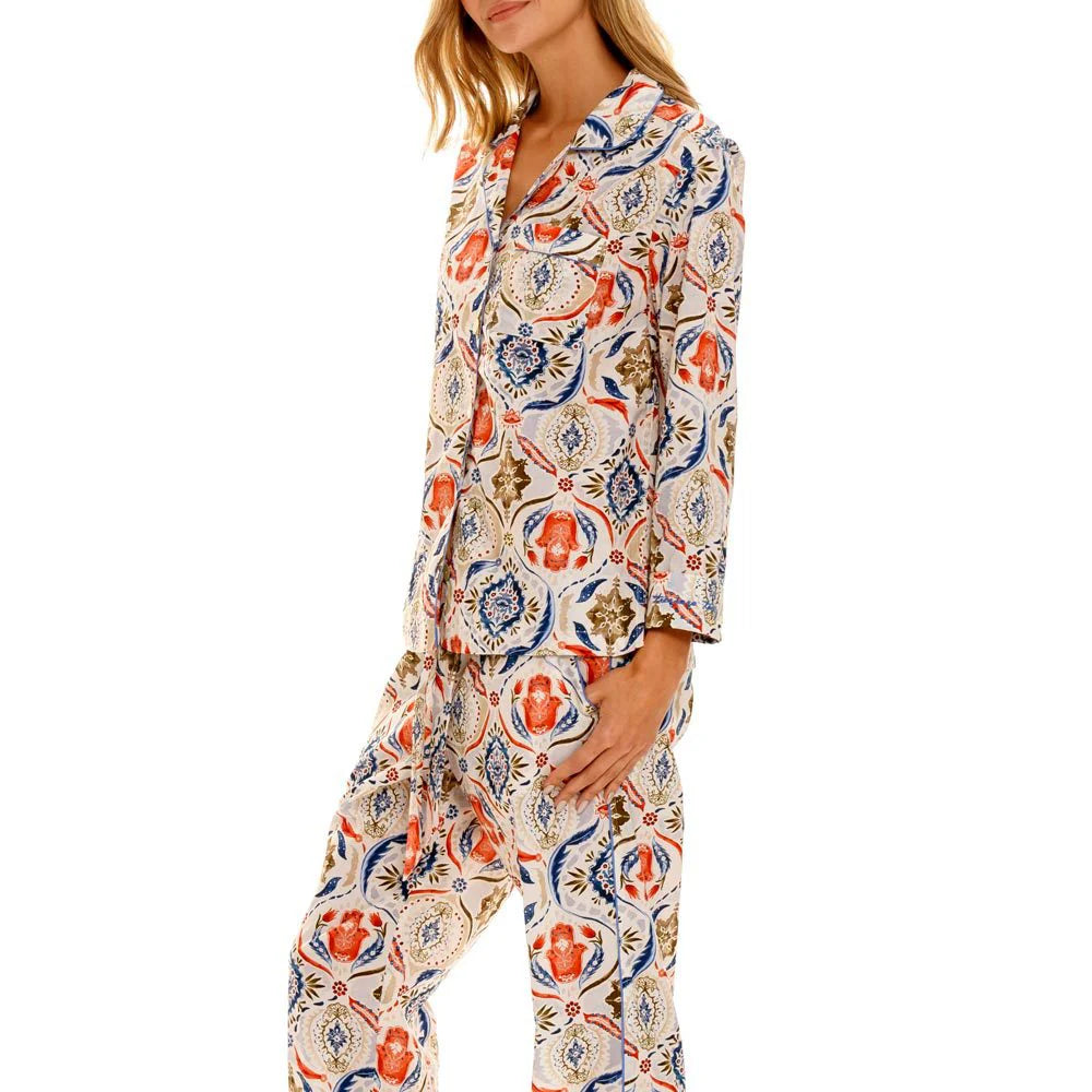 The lazy poet - Emma Hamsa Blessing Blue Long Pajama Set - S