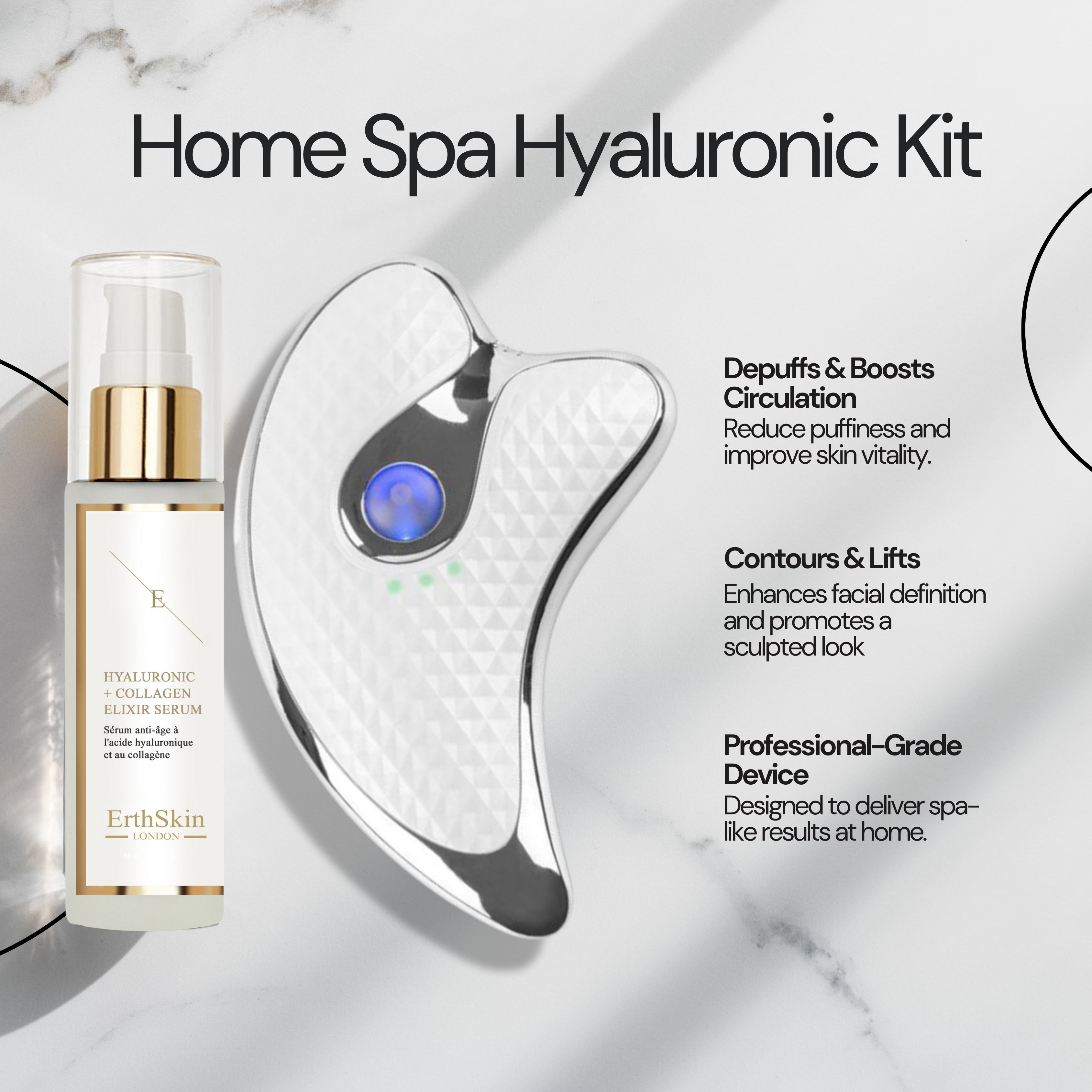 Home spa Hyaluronic Kit ( SONIC GuaSHA + HA Serum)