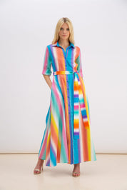 A Mere Co. - Striped Maxi Shirt Dress