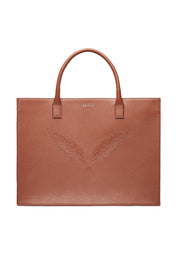 PRITCH - PIERCED Feather Leather Tote Bag Cognac Brown - SAMPLE SALE LONDON 