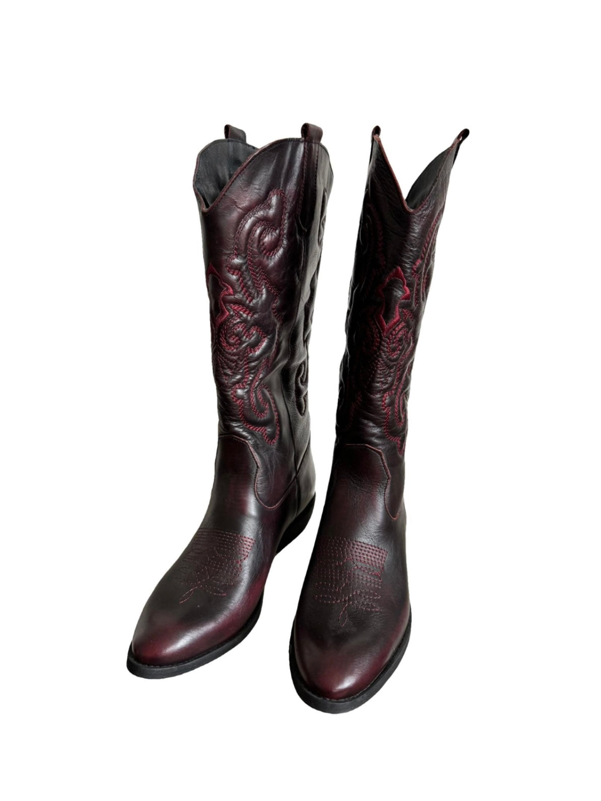 Divine Follie burgundy mid cuff leather boots