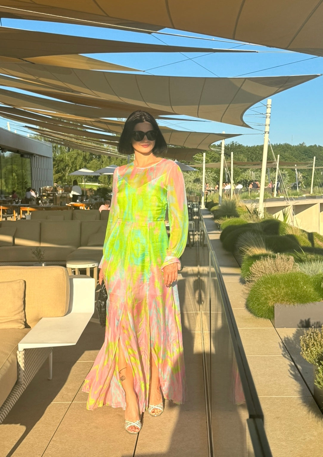 Marc Cain multicoloured maxi silk dress SAMPLE SALE LONDON Marc Cain multicoloured maxi silk dress SAMPLE SALE LONDON