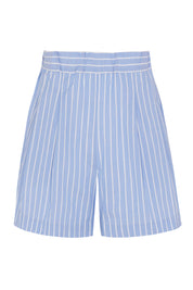 Zurich Short Blue & White Stripe Cotton Silk