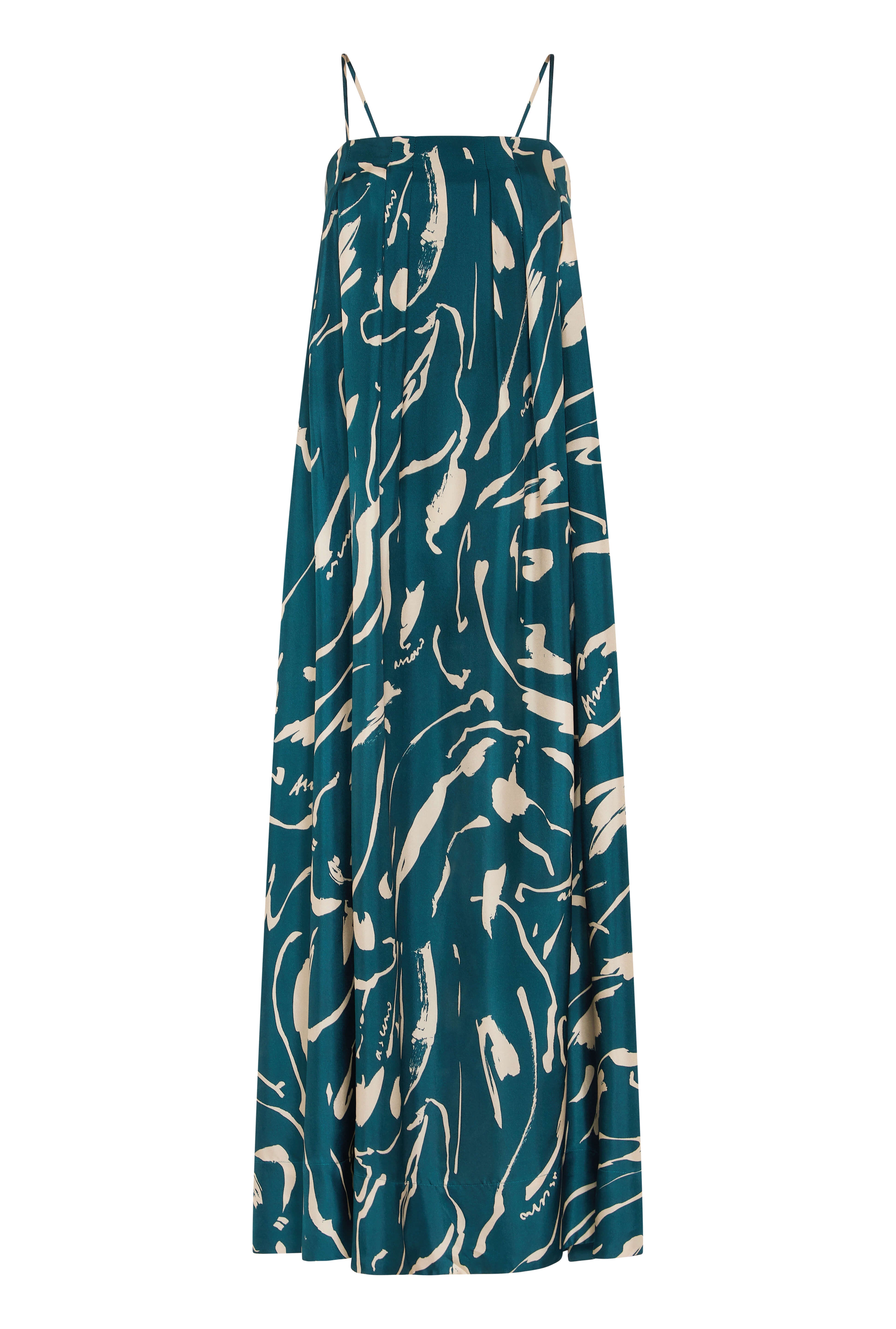 Heather Dress Teal Tide Silk Twill