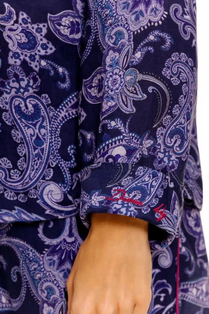 LAZY POET EMMA SYRUS BLUE LONG PAJAMA SET, S