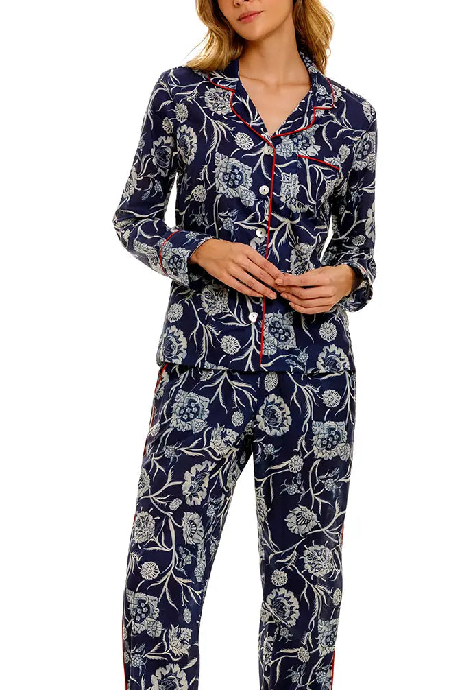 The Lazy Poet EMMA CLAIRE BLUE LONG PAJAMA SET, S
