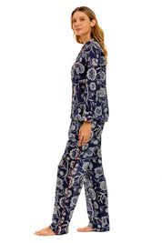 The Lazy Poet EMMA CLAIRE BLUE LONG PAJAMA SET, S