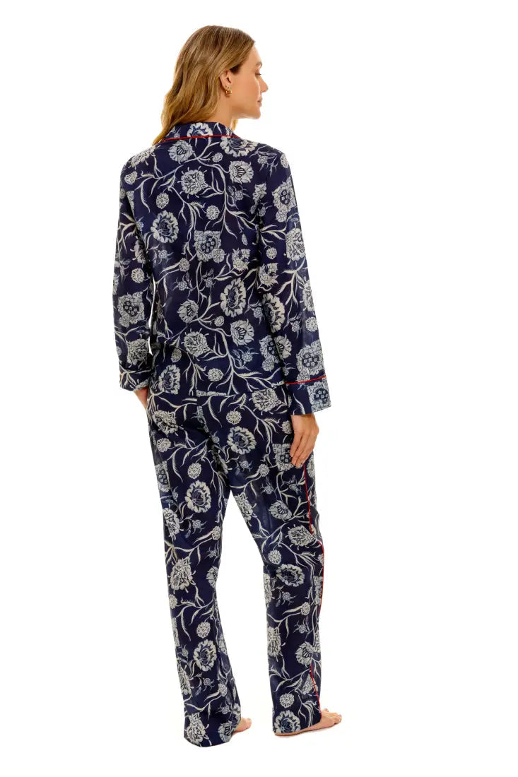 The Lazy Poet EMMA CLAIRE BLUE LONG PAJAMA SET, S